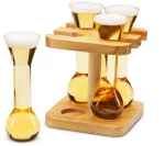 The Source Mini Yards Of Ale - Σετ Μινι Ποτηριών Μπύρας με Ξύλινη Βάση