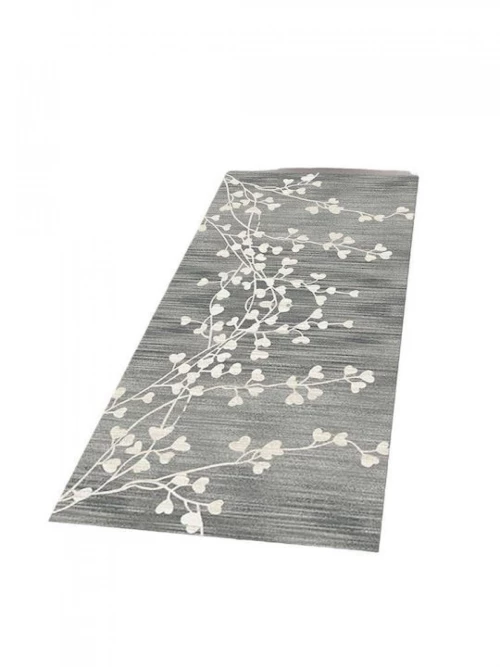 Αντιολισθητικό Χαλί Μοκέτα Σχέδιο Λουλούδια Γκρι 230x160εκ. 98223