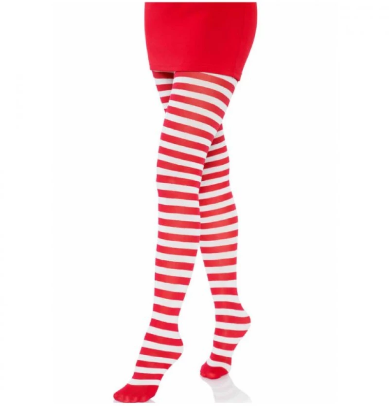 LEG AVENUE - WHITE/RED STRIPED TIGHTS