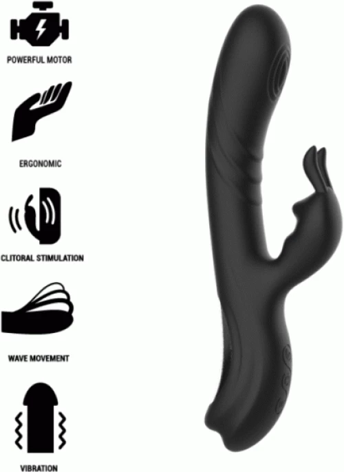 BLACK&SILVER - JAMIE RECHARGEABLE SILICONE RABBIT STIMULATOR BLACK