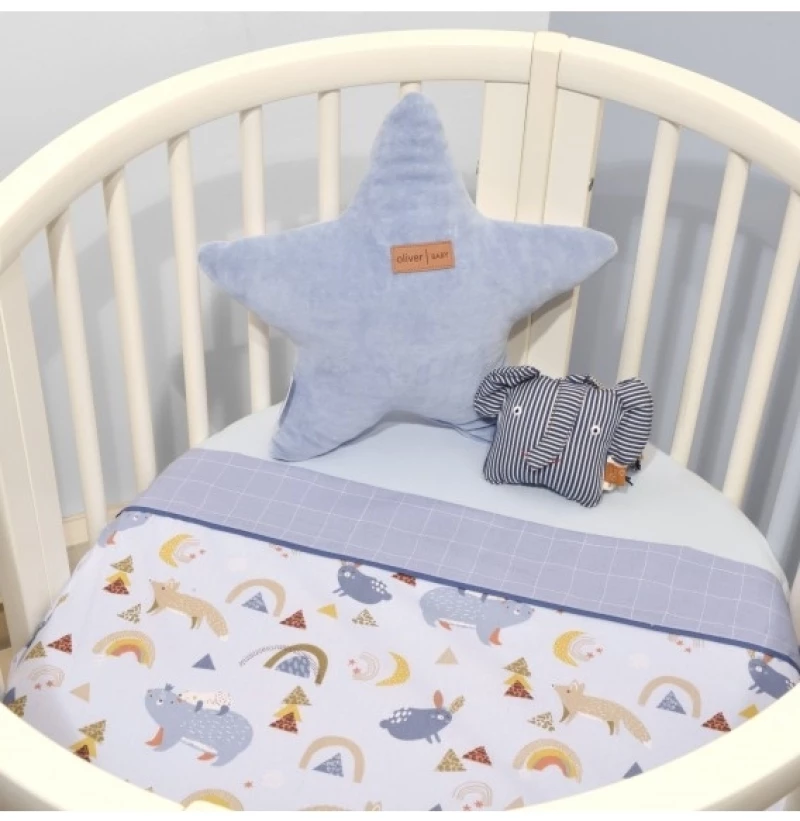 Baby Oliver Σετ Σεντόνια Λίκνου 2τεμ. Animals Blue 411