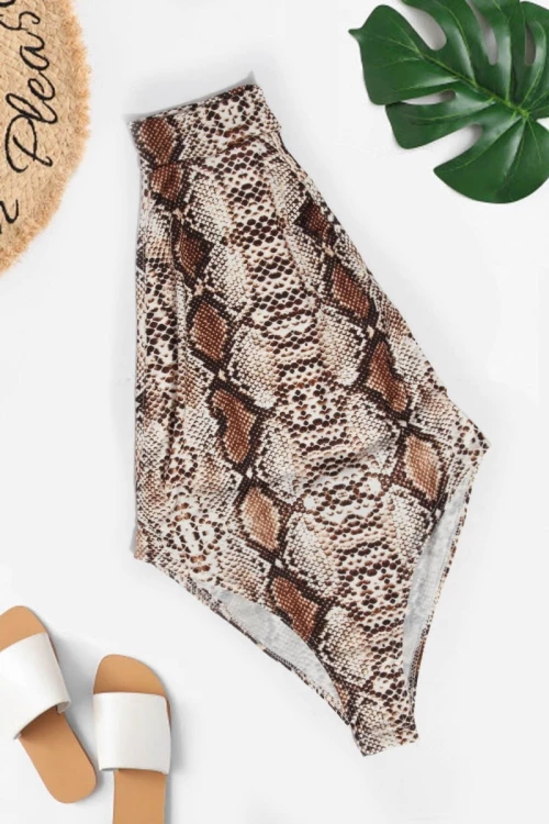 Snakeskin Halterneck Bodysuit