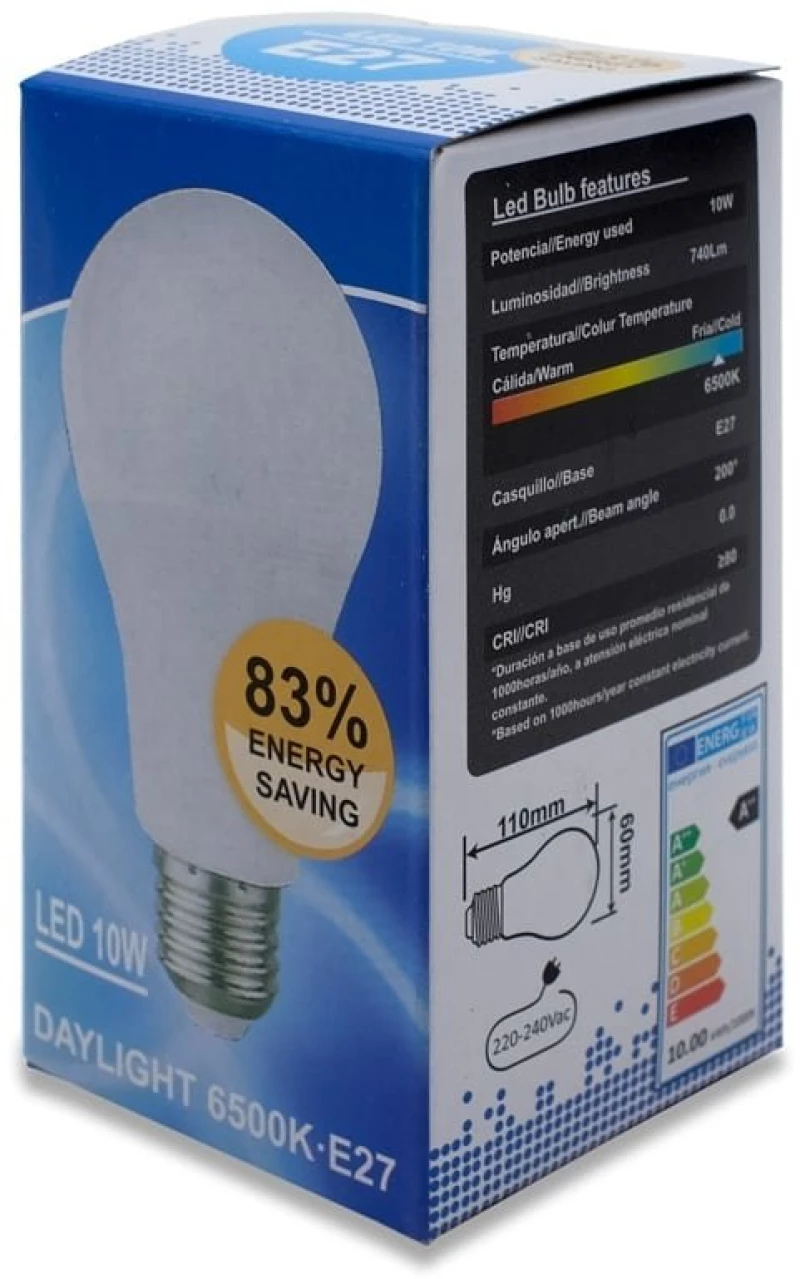 Λάμπα Led 10W (60W) 6500K E27