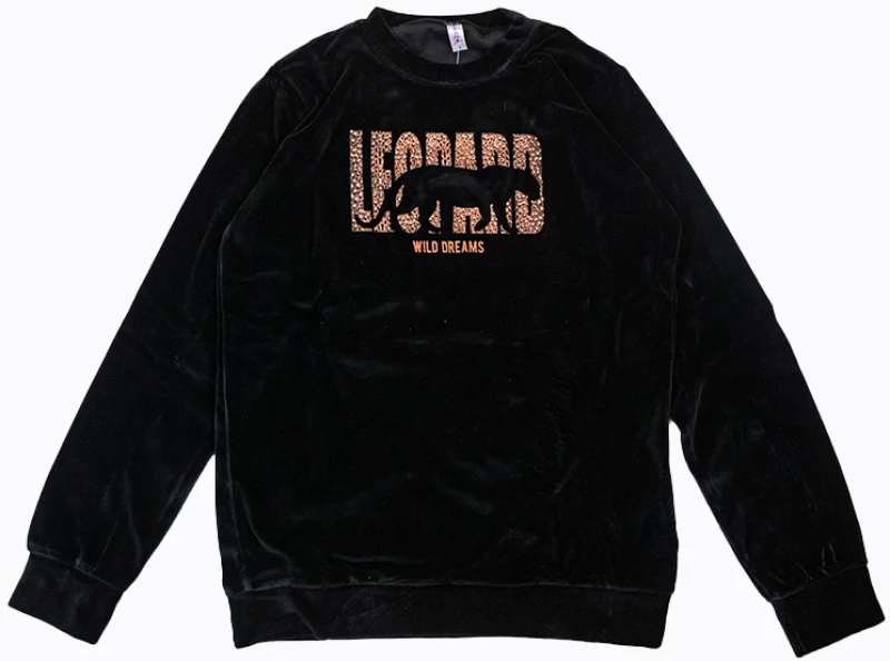 Πυτζάμα βελουτέ "Leopard" μαύρη (Μαύρο)