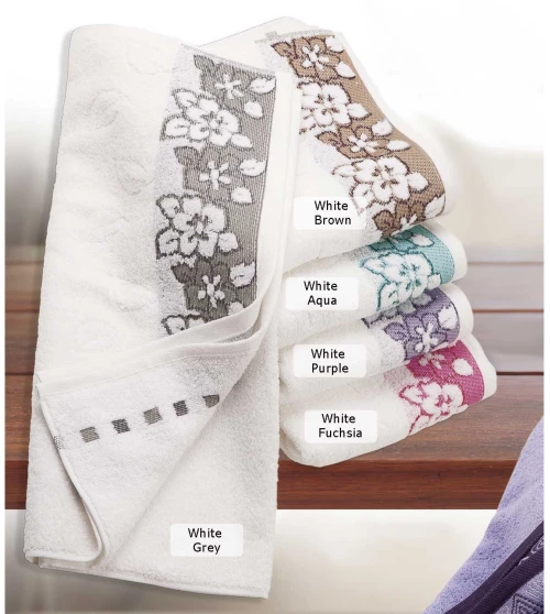 Πετσέτα Ερατώ Λευκό-Μώβ DimCol Σώματος 70x140cm 100% Βαμβάκι