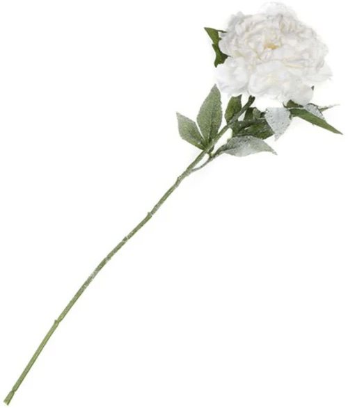 Τεχνητό Κλωνάρι Παιώνια Χιονισμένη 4220-7 70cm White Supergreens Πολυαιθυλένιο