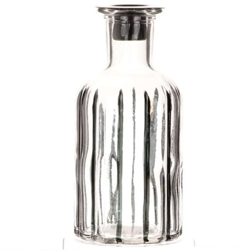 Κηροπήγιο - Βάζο Ριγέ 012.862224241 7x19cm Clear-Black Γυαλί