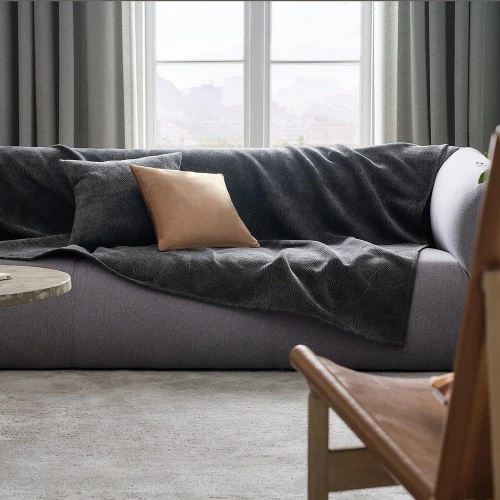 Ριχτάρι Nimbus 447/14 Graphite Black Gofis Home Τριθέσιο 180x310cm Ακρυλικό-Πολυέστερ