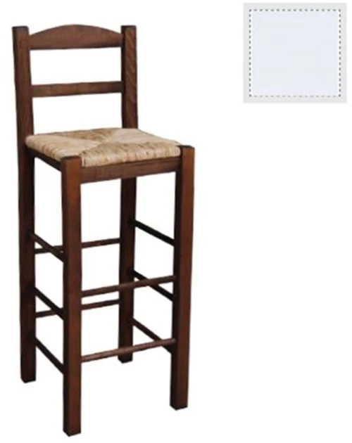 Σκαμπό Bar Ψάθα 42R Σίφνος Ρ980,Ε8 Εμποτισμένο Λάκα Λευκό 35x35x106cm Ξύλο