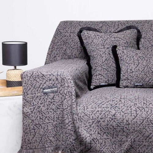 Ριχτάρι Athos Choco-Black Aslanis Home Διθέσιο 180x250cm Βαμβάκι-Πολυέστερ