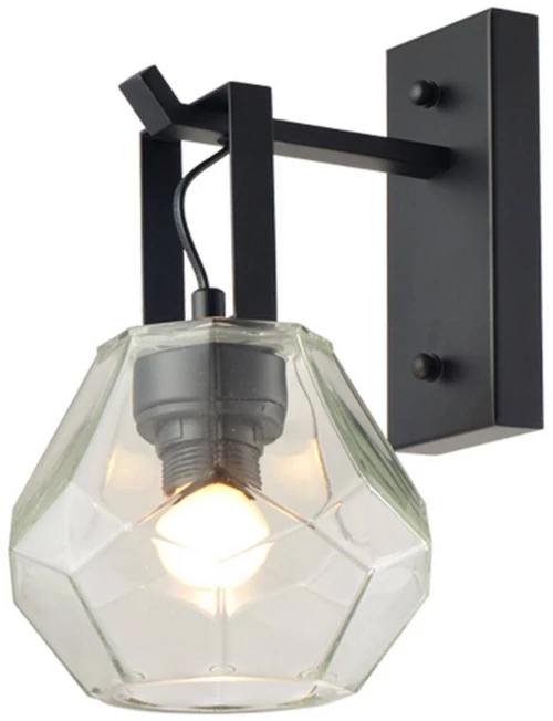 Φωτιστικό Τοίχου V371481WC Black Μέταλλο,Γυαλί