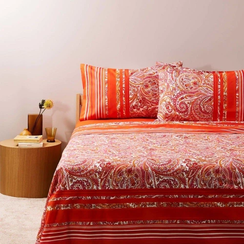Σεντόνια Noto (Σετ 4τμχ) Red Bassetti Υπέρδιπλο 250x280cm 100% Βαμβάκι