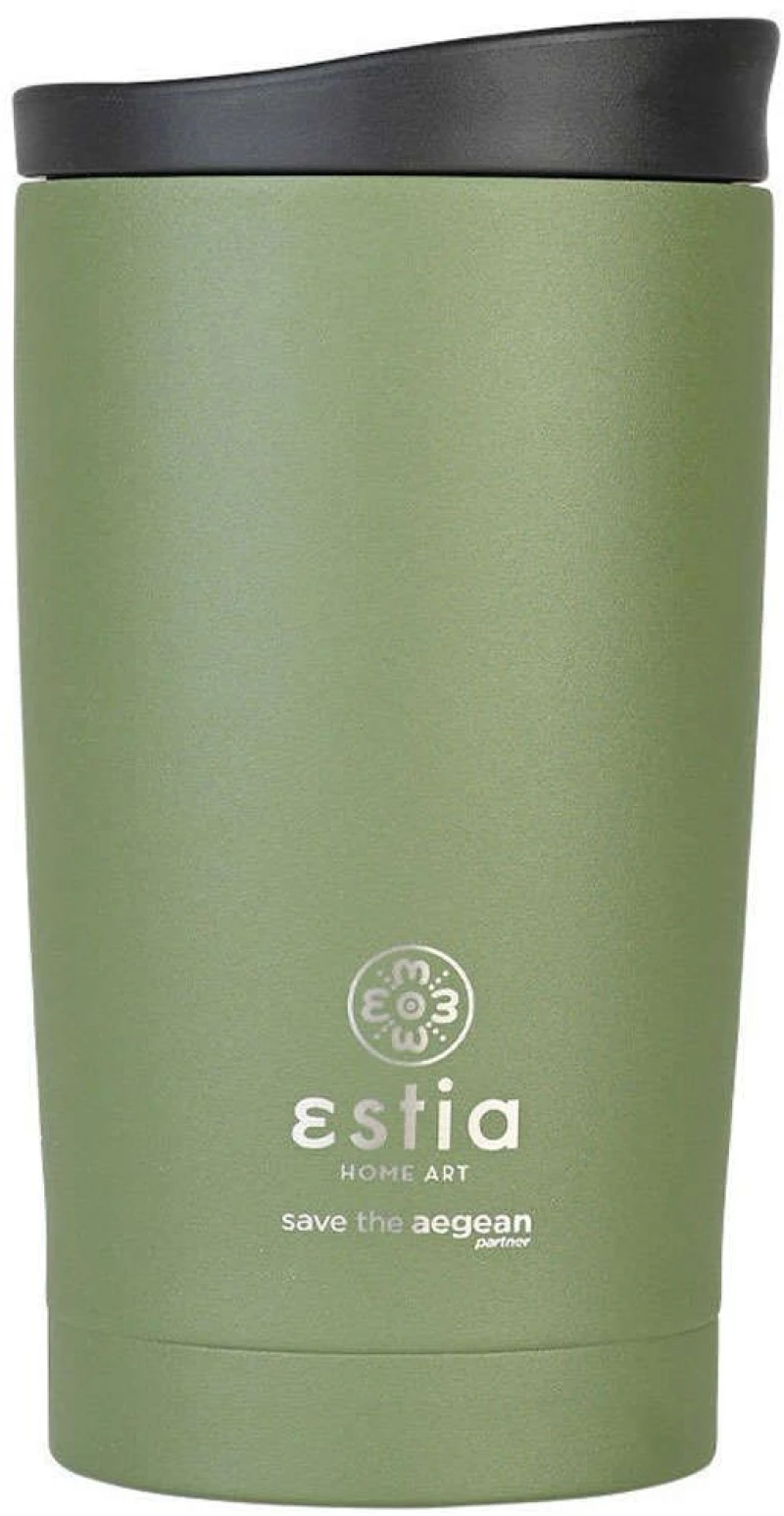 Ποτήρι - Θερμός Save The Aegean 01-20392 7,5x7,5x14,5cm 350ml Olive Estia
