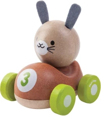 PLAN TOYS ΞΥΛΙΝΟ ΑΓΩΝΙΣΤΙΚΟ ΟΧΗΜΑ ΜΕ ΛΑΓΟΥΔΑΚΙ (#5680)