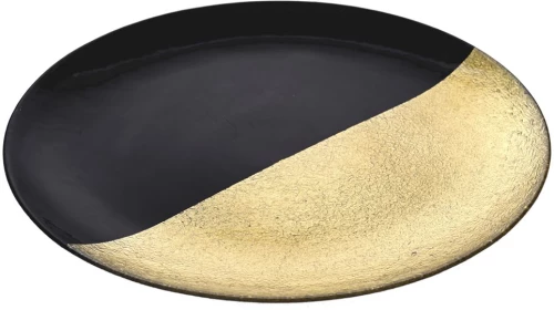 ΜΑΥΡΟ ΧΡΥΣΟ ΓΥΑΛΙΝΟ ΠΙΑΤΟ Φ27 εκ. (#76102)