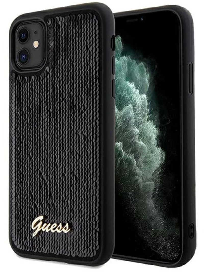 Guess Sequin Script Metal - iPhone 11 Case (Black)