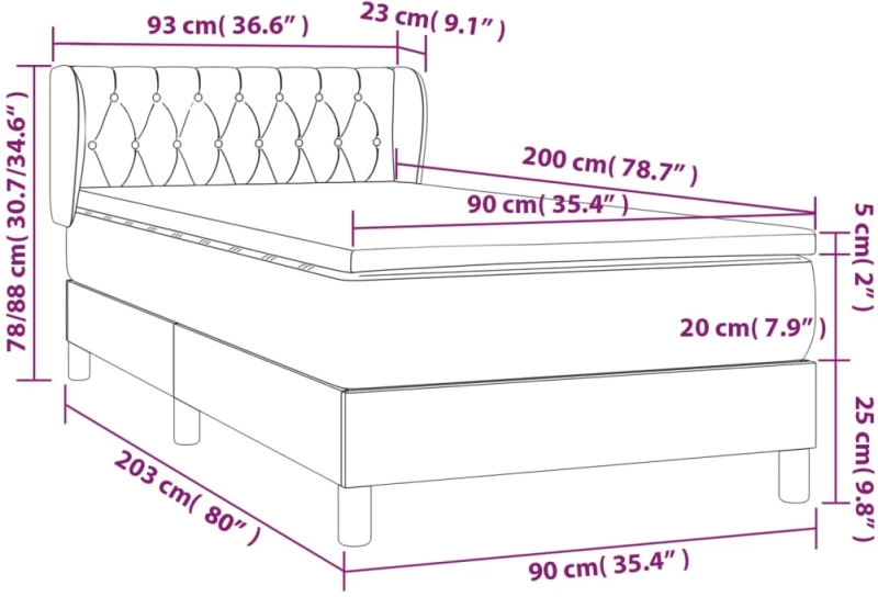 ΚΡΕΒΑΤΙ BOXSPRING ΜΕ ΣΤΡΩΜΑ ΣΚΟΥΡΟ ΚΑΦΕ 90X200 ΕΚ. ΥΦΑΣΜΑΤΙΝΟ 3127016