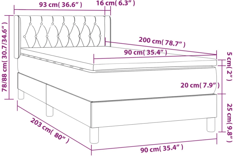 ΚΡΕΒΑΤΙ BOXSPRING ΜΕ ΣΤΡΩΜΑ ΣΚΟΥΡΟ ΚΑΦΕ 90X200 ΕΚ. ΥΦΑΣΜΑΤΙΝΟ 3130484