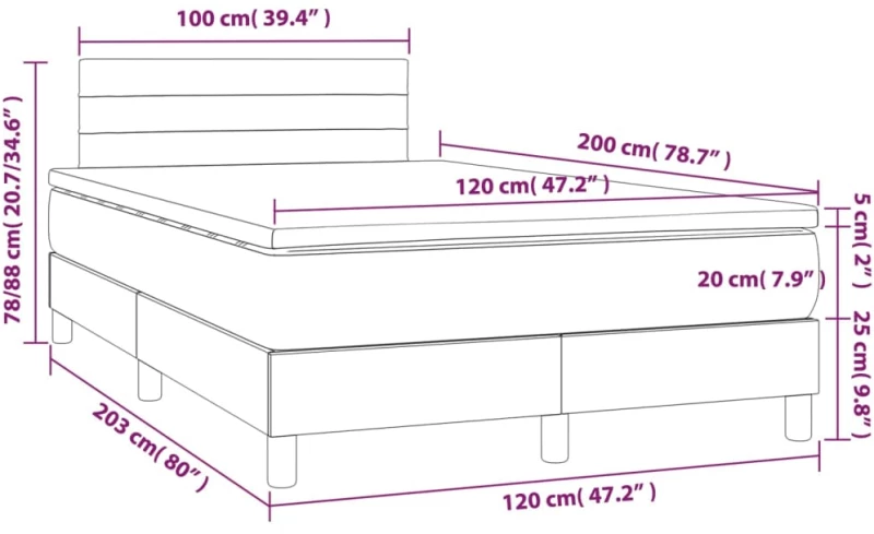 ΚΡΕΒΑΤΙ BOXSPRING ΜΕ ΣΤΡΩΜΑ & LED ΑΝ.ΓΚΡΙ 120X200 ΕΚ ΥΦΑΣΜΑΤΙΝΟ 3133781