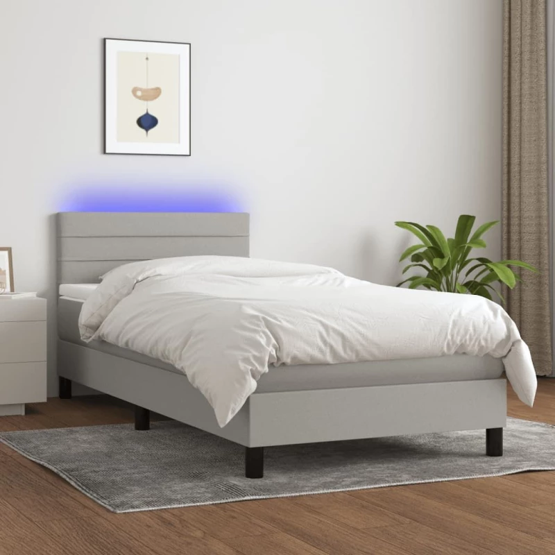 ΚΡΕΒΑΤΙ BOXSPRING ΜΕ ΣΤΡΩΜΑ & LED ΑΝ.ΓΚΡΙ 100X200 ΕΚ ΥΦΑΣΜΑΤΙΝΟ 3133213