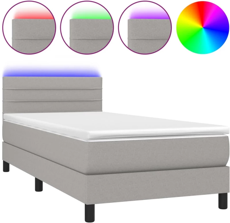 ΚΡΕΒΑΤΙ BOXSPRING ΜΕ ΣΤΡΩΜΑ & LED ΑΝ.ΓΚΡΙ 100X200 ΕΚ ΥΦΑΣΜΑΤΙΝΟ 3133213