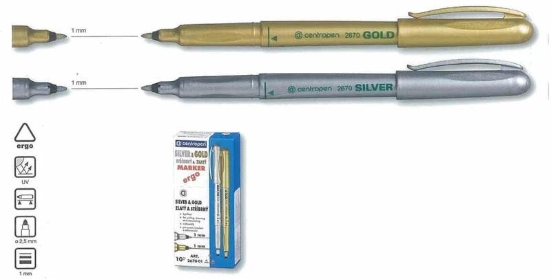 CENTROPEN ΜΑΡΚΑΔΟΡΟΣ ΑΝΕΞΙΤΗΛΟΣ ΧΡΥΣΟΣ 1mm 2670