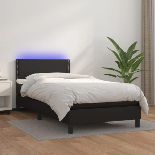 ΚΡΕΒΑΤΙ BOXSPRING ΜΕ ΣΤΡΩΜΑ & LED ΜΑΥΡΟ 90X190 ΕΚ. ΣΥΝΘ. ΔΕΡΜΑ 3134135