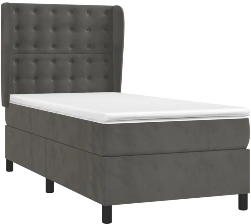 ΚΡΕΒΑΤΙ BOXSPRING ΜΕ ΣΤΡΩΜΑ ΣΚΟΥΡΟ ΓΚΡΙ 80X200 ΕΚ. ΒΕΛΟΥΔΙΝΟ 3129418