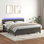 ΚΡΕΒΑΤΙ BOXSPRING ΜΕ ΣΤΡΩΜΑ & LED ΣΚ. ΓΚΡΙ 160X200ΕΚ. ΒΕΛΟΥΔΙΝΟ 3134532