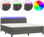 ΚΡΕΒΑΤΙ BOXSPRING ΜΕ ΣΤΡΩΜΑ & LED ΣΚ. ΓΚΡΙ 160X200ΕΚ. ΒΕΛΟΥΔΙΝΟ 3134532