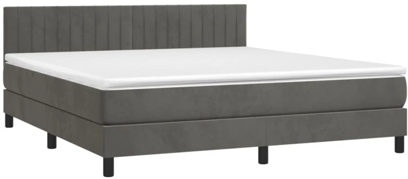 ΚΡΕΒΑΤΙ BOXSPRING ΜΕ ΣΤΡΩΜΑ & LED ΣΚ. ΓΚΡΙ 160X200ΕΚ. ΒΕΛΟΥΔΙΝΟ 3134532