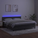 ΚΡΕΒΑΤΙ BOXSPRING ΜΕ ΣΤΡΩΜΑ & LED ΣΚ. ΓΚΡΙ 160X200ΕΚ. ΒΕΛΟΥΔΙΝΟ 3134532