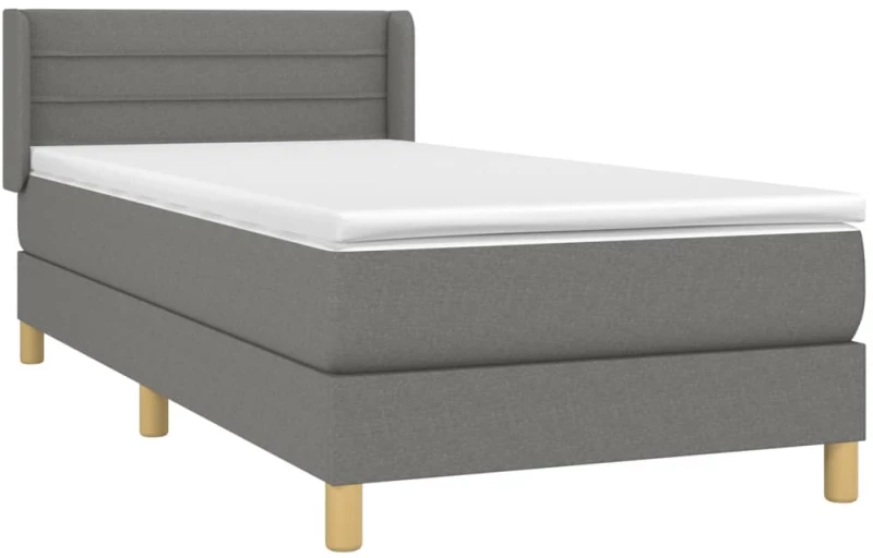 ΚΡΕΒΑΤΙ BOXSPRING ΜΕ ΣΤΡΩΜΑ ΣΚΟΥΡΟ ΓΚΡΙ 100X200 ΕΚ. ΥΦΑΣΜΑΤΙΝΟ 3130330