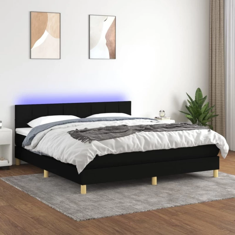 ΚΡΕΒΑΤΙ BOXSPRING ΜΕ ΣΤΡΩΜΑ & LED ΜΑΥΡΟ 180X200 ΕΚ. ΥΦΑΣΜΑΤΙΝΟ 3133735