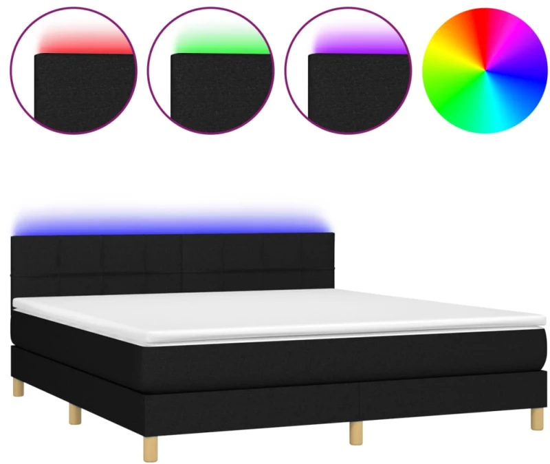 ΚΡΕΒΑΤΙ BOXSPRING ΜΕ ΣΤΡΩΜΑ & LED ΜΑΥΡΟ 180X200 ΕΚ. ΥΦΑΣΜΑΤΙΝΟ 3133735