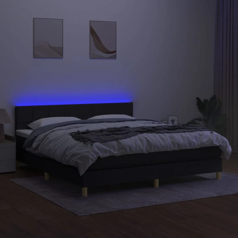 ΚΡΕΒΑΤΙ BOXSPRING ΜΕ ΣΤΡΩΜΑ & LED ΜΑΥΡΟ 180X200 ΕΚ. ΥΦΑΣΜΑΤΙΝΟ 3133735