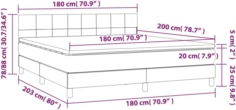 ΚΡΕΒΑΤΙ BOXSPRING ΜΕ ΣΤΡΩΜΑ & LED ΜΑΥΡΟ 180X200 ΕΚ. ΥΦΑΣΜΑΤΙΝΟ 3133735