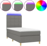 ΚΡΕΒΑΤΙ BOXSPRING ΜΕ ΣΤΡΩΜΑ & LED ΣΚ.ΓΚΡΙ 90X200 ΕΚ. ΥΦΑΣΜΑΤΙΝΟ 3135406