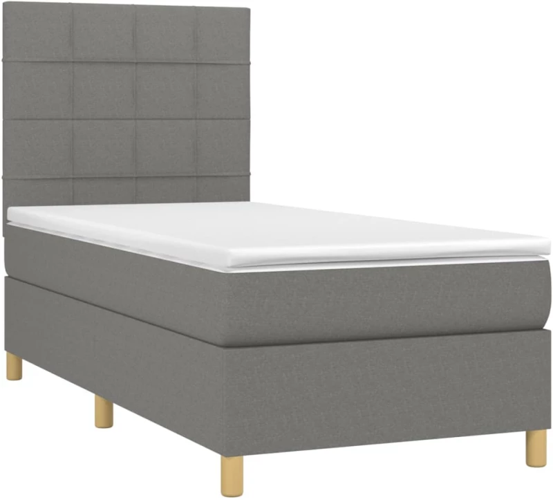 ΚΡΕΒΑΤΙ BOXSPRING ΜΕ ΣΤΡΩΜΑ & LED ΣΚ.ΓΚΡΙ 90X200 ΕΚ. ΥΦΑΣΜΑΤΙΝΟ 3135406