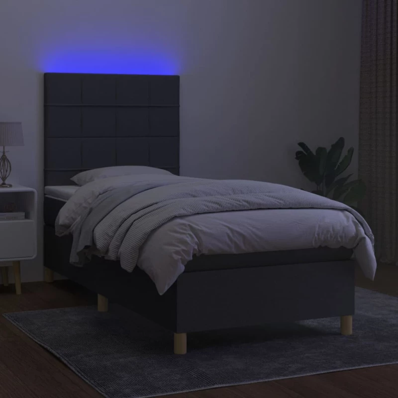 ΚΡΕΒΑΤΙ BOXSPRING ΜΕ ΣΤΡΩΜΑ & LED ΣΚ.ΓΚΡΙ 90X200 ΕΚ. ΥΦΑΣΜΑΤΙΝΟ 3135406