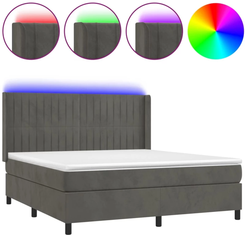 ΚΡΕΒΑΤΙ BOXSPRING ΜΕ ΣΤΡΩΜΑ & LED ΣΚ. ΓΚΡΙ 180X200ΕΚ. ΒΕΛΟΥΔΙΝΟ 3139698