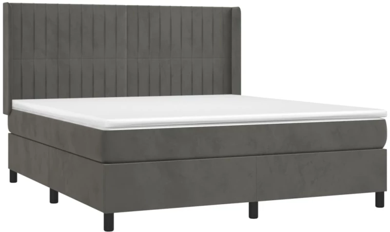 ΚΡΕΒΑΤΙ BOXSPRING ΜΕ ΣΤΡΩΜΑ & LED ΣΚ. ΓΚΡΙ 180X200ΕΚ. ΒΕΛΟΥΔΙΝΟ 3139698