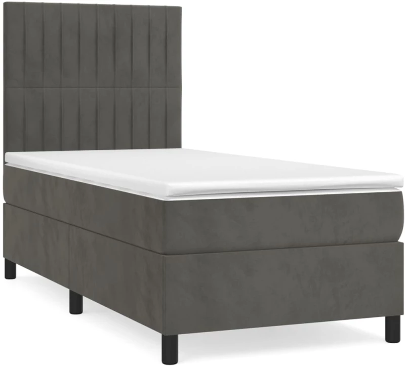 ΚΡΕΒΑΤΙ BOXSPRING ΜΕ ΣΤΡΩΜΑ ΣΚΟΥΡΟ ΓΚΡΙ 90X190 ΕΚ. ΒΕΛΟΥΔΙΝΟ 3143116