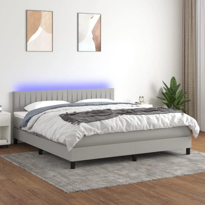 ΚΡΕΒΑΤΙ BOXSPRING ΜΕ ΣΤΡΩΜΑ & LED ΑΝ.ΓΚΡΙ 180X200 ΕΚ ΥΦΑΣΜΑΤΙΝΟ 3133333