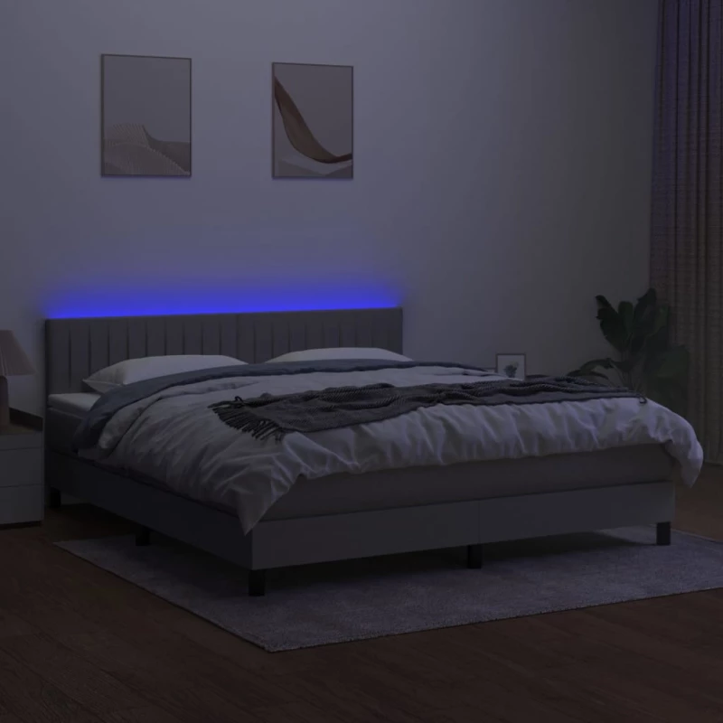 ΚΡΕΒΑΤΙ BOXSPRING ΜΕ ΣΤΡΩΜΑ & LED ΑΝ.ΓΚΡΙ 180X200 ΕΚ ΥΦΑΣΜΑΤΙΝΟ 3133333