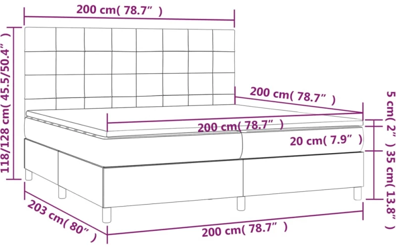 ΚΡΕΒΑΤΙ BOXSPRING ΜΕ ΣΤΡΩΜΑ & LED ΜΑΥΡΟ 200X200 ΕΚ. ΥΦΑΣΜΑΤΙΝΟ 3135463