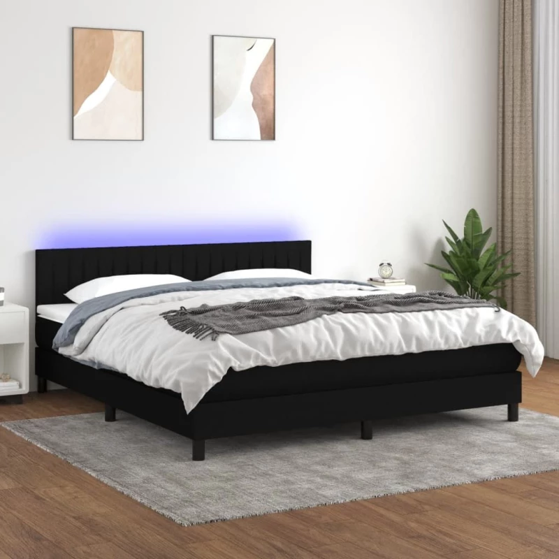 ΚΡΕΒΑΤΙ BOXSPRING ΜΕ ΣΤΡΩΜΑ & LED ΜΑΥΡΟ 180X200 ΕΚ. ΥΦΑΣΜΑΤΙΝΟ 3133335