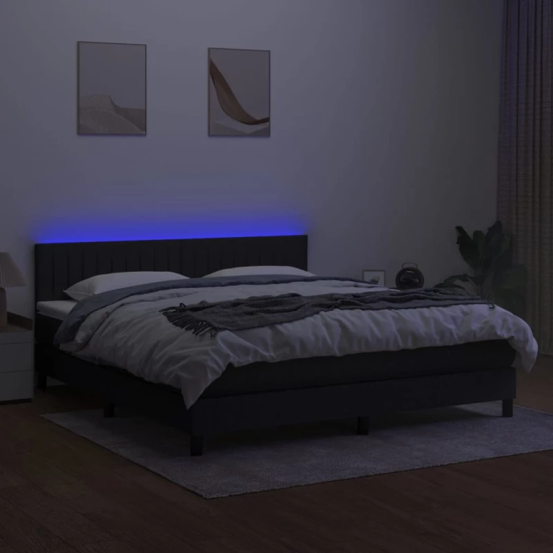 ΚΡΕΒΑΤΙ BOXSPRING ΜΕ ΣΤΡΩΜΑ & LED ΜΑΥΡΟ 180X200 ΕΚ. ΥΦΑΣΜΑΤΙΝΟ 3133335