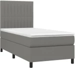 ΚΡΕΒΑΤΙ BOXSPRING ΜΕ ΣΤΡΩΜΑ & LED ΣΚ.ΓΚΡΙ 90X200 ΕΚ. ΥΦΑΣΜΑΤΙΝΟ 3135006