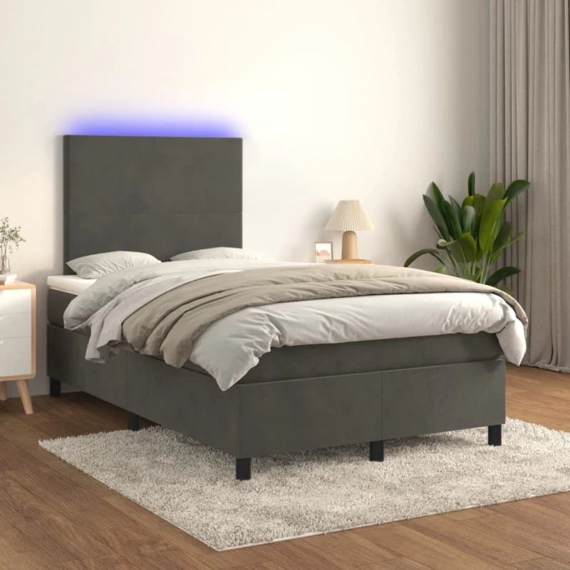 ΚΡΕΒΑΤΙ BOXSPRING ΜΕ ΣΤΡΩΜΑ & LED ΣΚ. ΓΚΡΙ 120X200ΕΚ. ΒΕΛΟΥΔΙΝΟ 3135994
